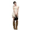 Elegant White Lace A Line Dress With High Waist For Summer Casual Wear