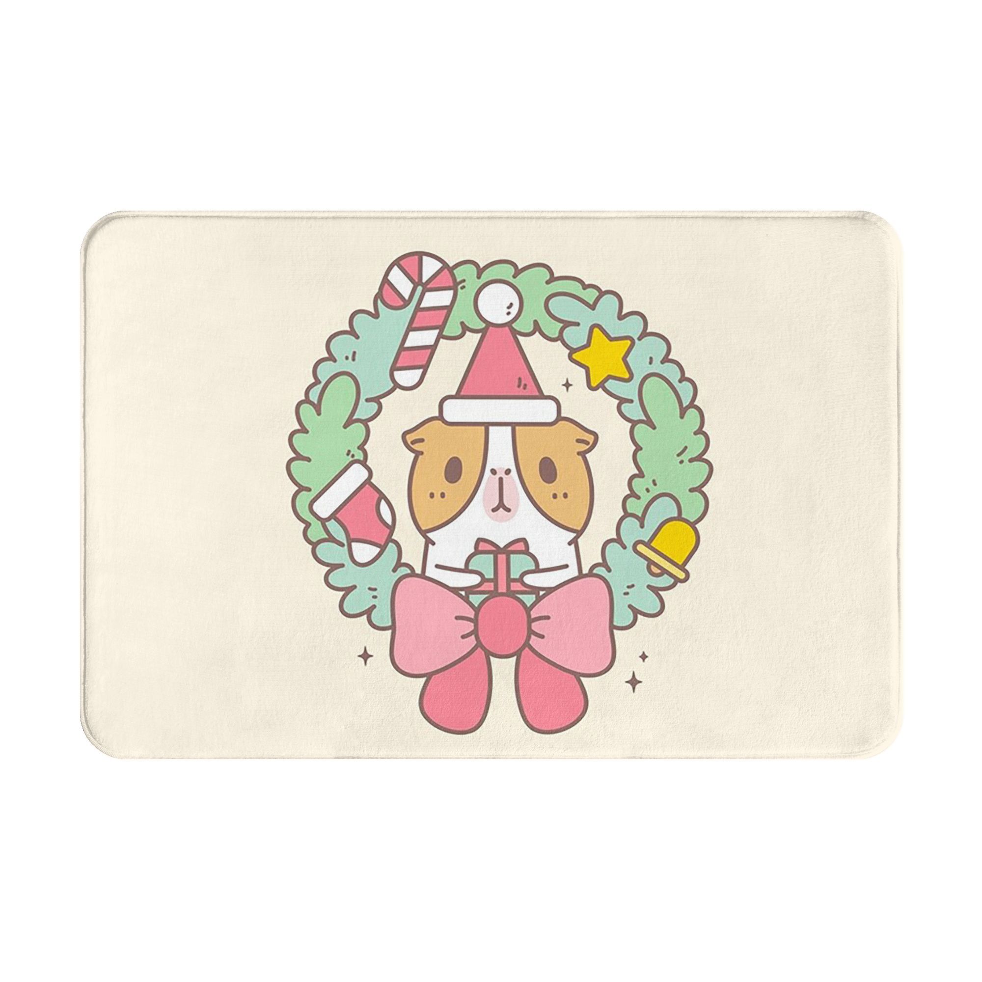 

Bubu the Guinea pig, Christmas Wreath Non-slip Doormat Floor Mat Mat Carpet Rug for Kitchen Entrance Home Balcony Footpad Mats 40x60cm