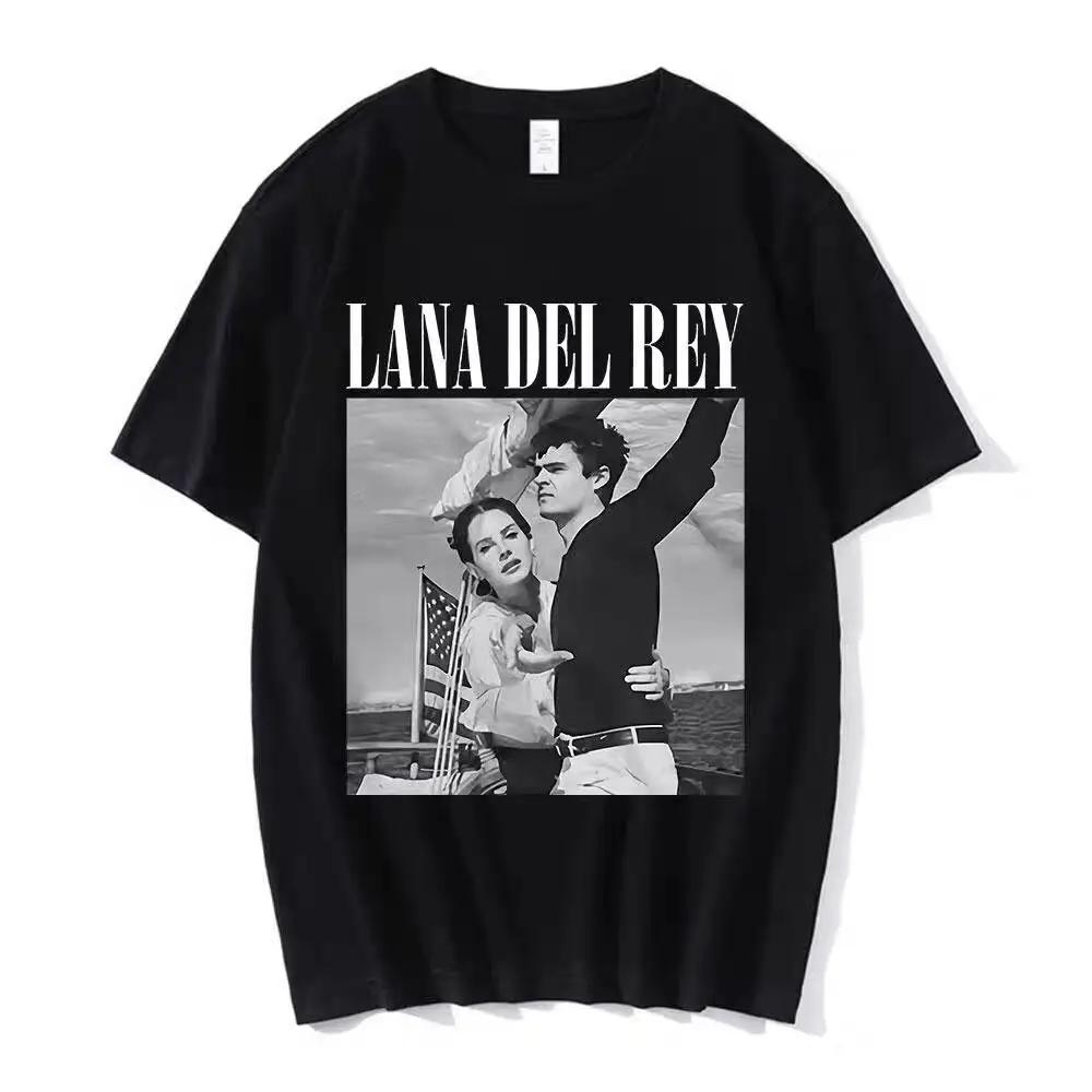 2024 Summer Men Women Cotton T-Shirt New Lana Del Rey Ldr Sailing Tan Print Tops Tees Male Fashion Clothing Harajuku Streetwear