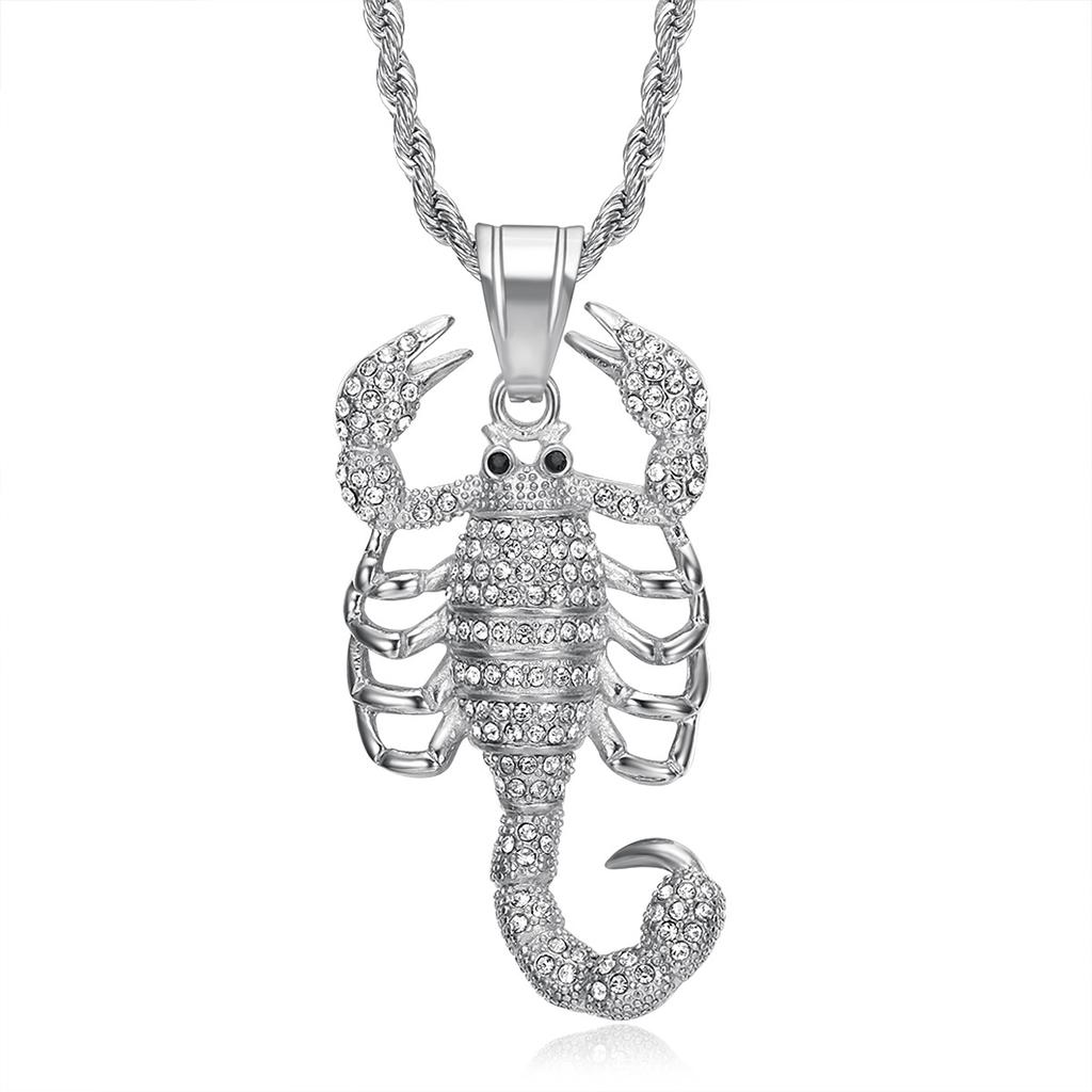 2025 Fashion Trend Jewelry Inlaid Zircon Animal Scorpion King Pendant Necklace