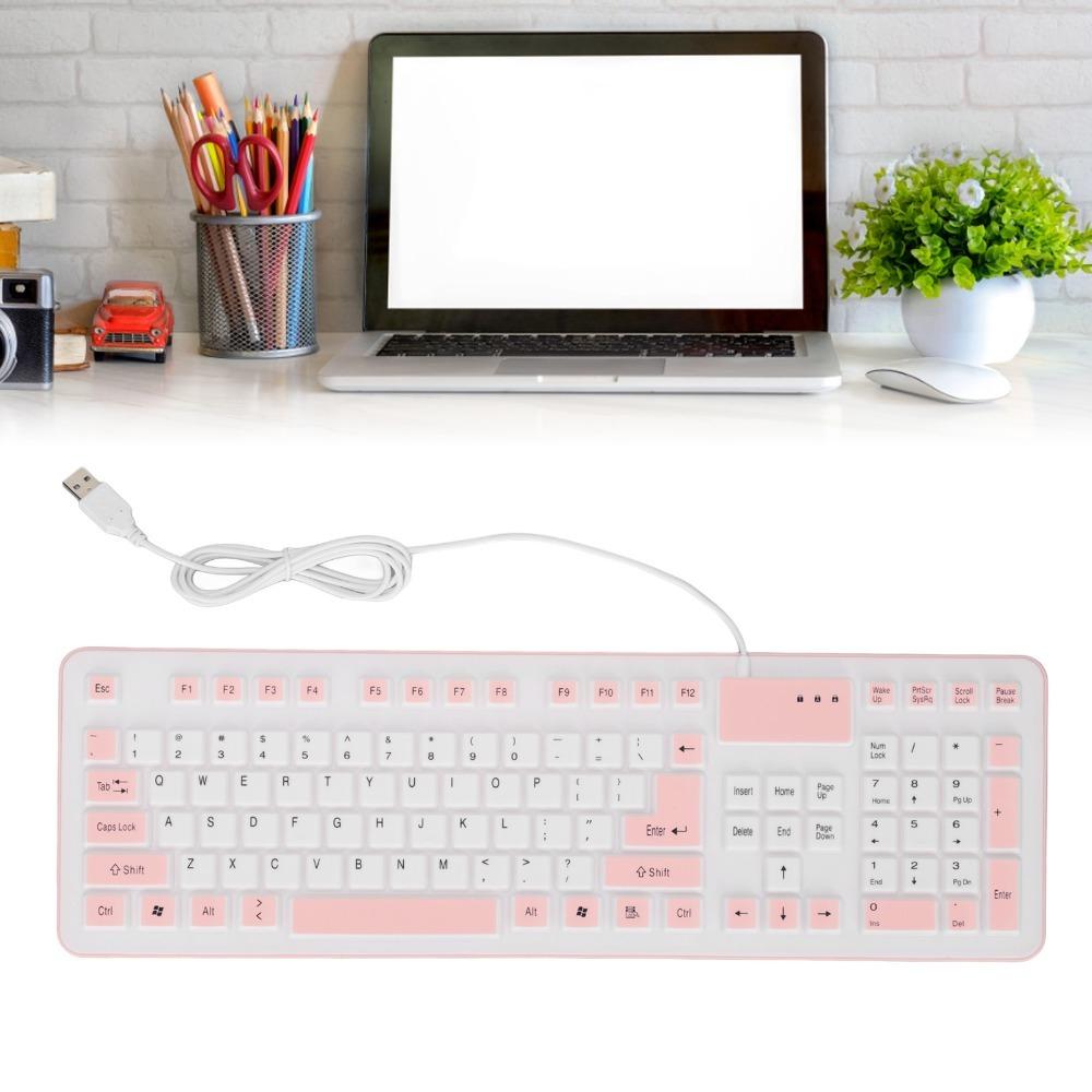 106 Keys USB Wired Keyboard Waterproof Silent Keyboard Portable Silicone Keyboard  Laptop Notebook