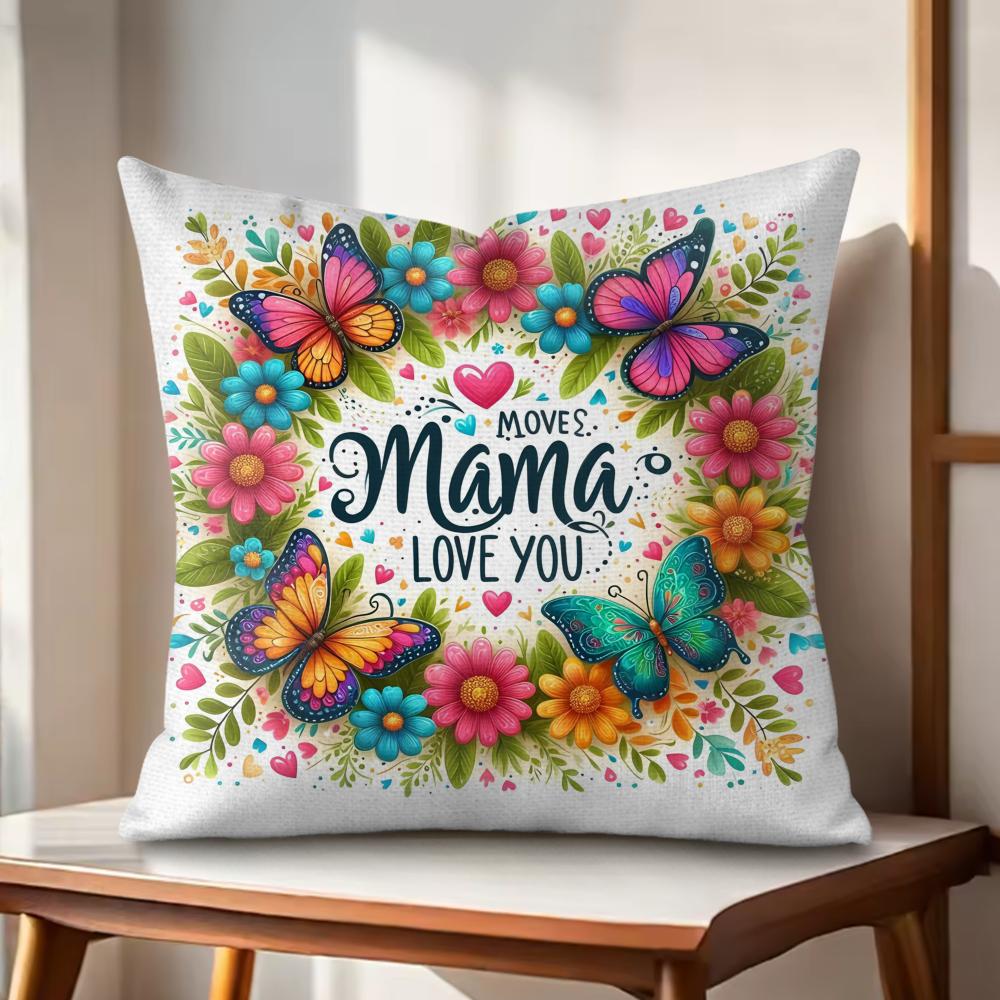 

MaMa Cushion Cover Natural Linen Organic Fabric DoubleSided Printing Couch Pillow Covers Home Decor 30x30cm