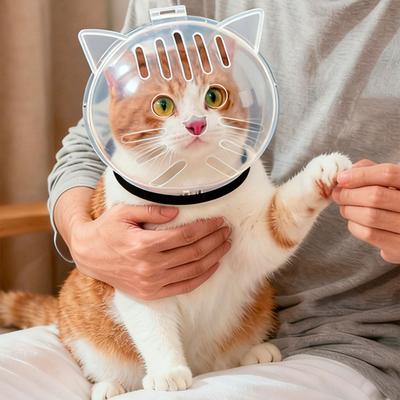 Lovely Cats Space Helmets Head Cover Anti-Biting Transparents Cats Hood Pet Grooming Shower Behavior Supply