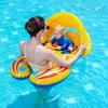 Inflatable Baby Swimming Float with Detachable Canopy Double Airbags and Underarm Support Baby Swim Seat Float Ring for Pool and Beach Use