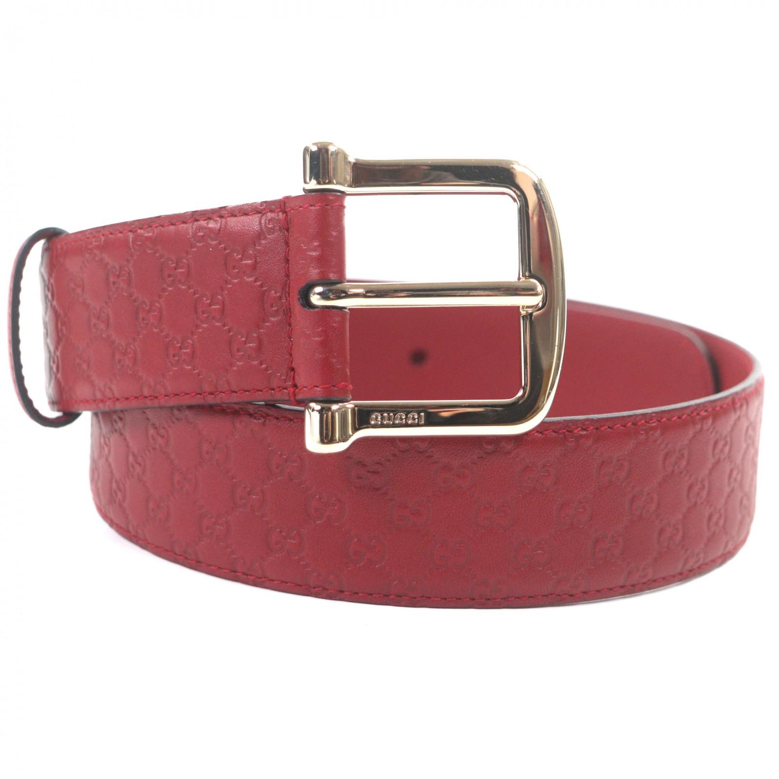 

Excellent GUCCI belt Micro Guccissima GG pattern Red leather mens 281548 Used
