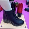 New Autumn-winter Leather Boots with Fleece Lining, Cozy Cotton Shoes, Versatile Women's Shoes