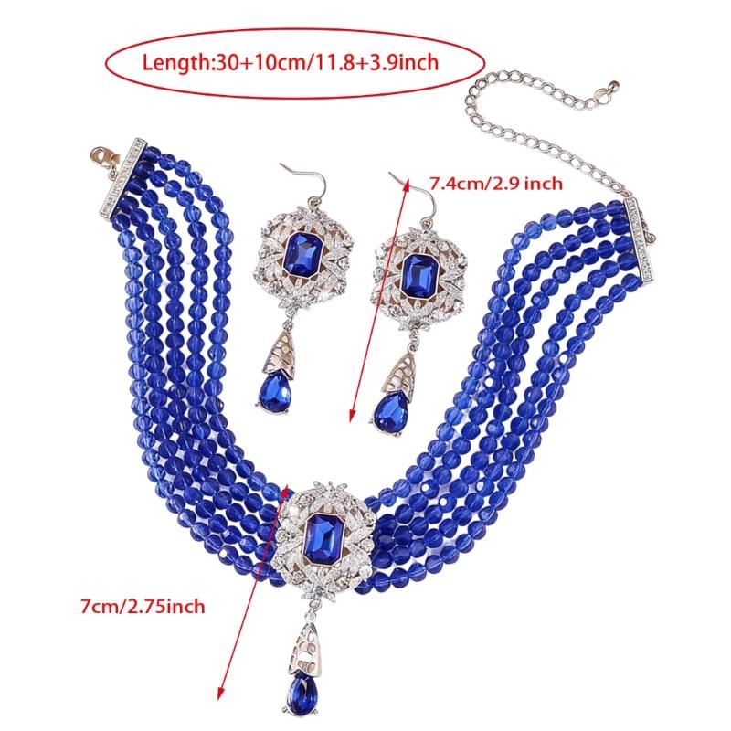 Stylish Layer Rhinestones Waterfall Necklace With Matching Earrings Jewelry Set
