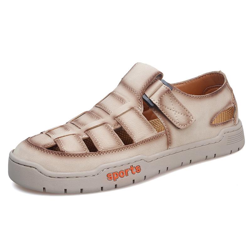 Men s Breathable Mesh Closed-Toe Sandals, Versatile Large Size Beach Shoes 44