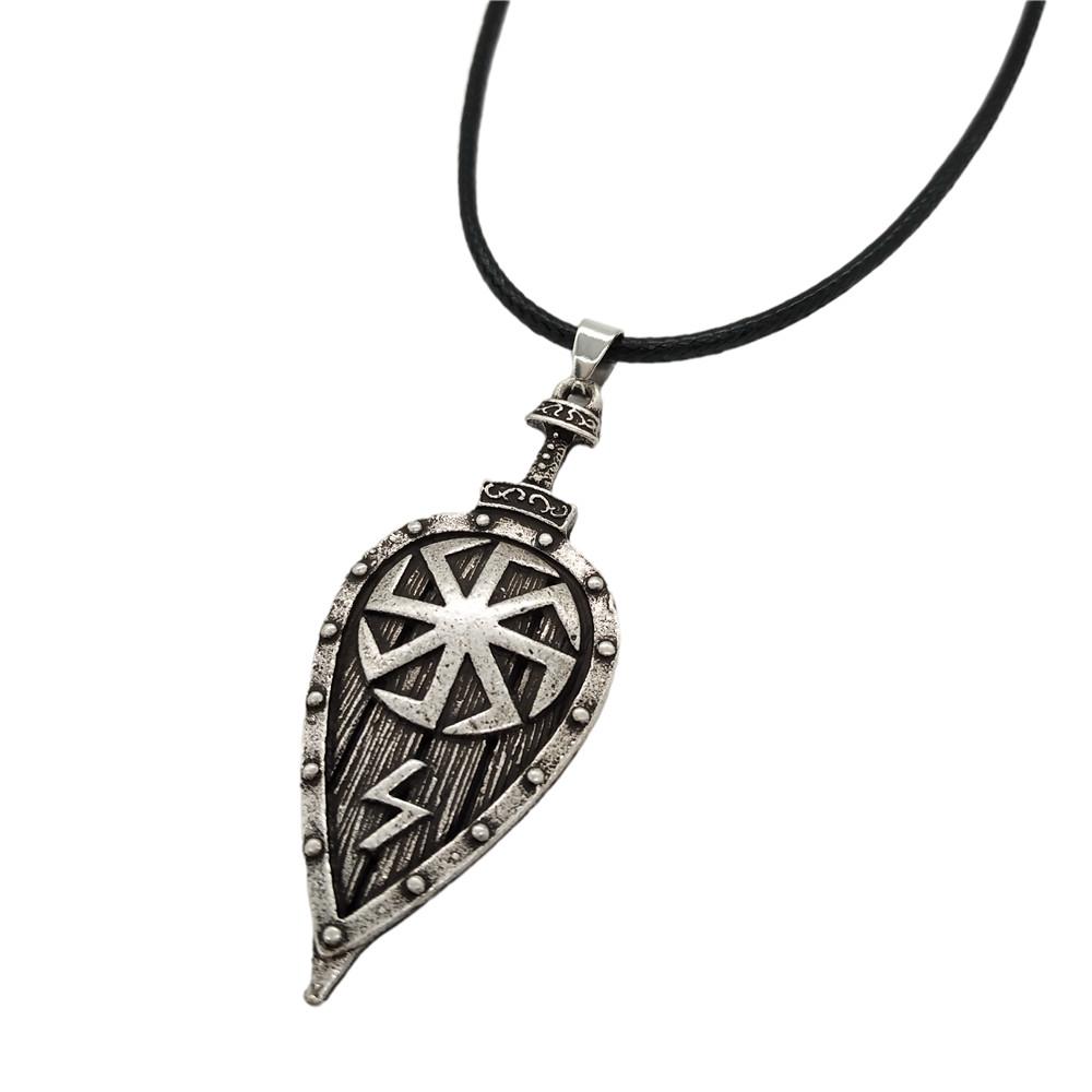 Slavic Kolovrat Viking Necklace Odin Raven Talisman Pendant Runes Jewelry For Men Women