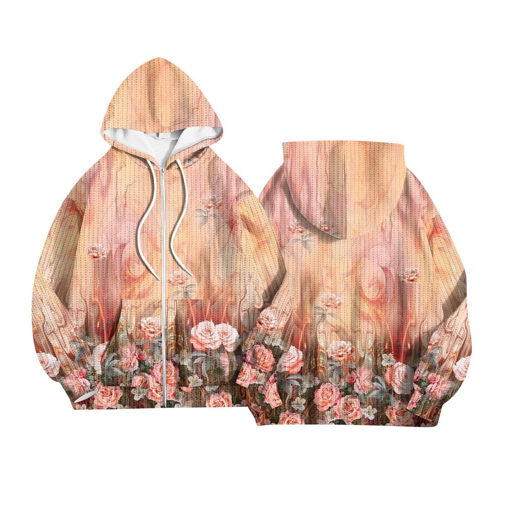 Women's Fashion Jacket Casual Printed Long-sleeved Hooded Cardigan Sweatshirts