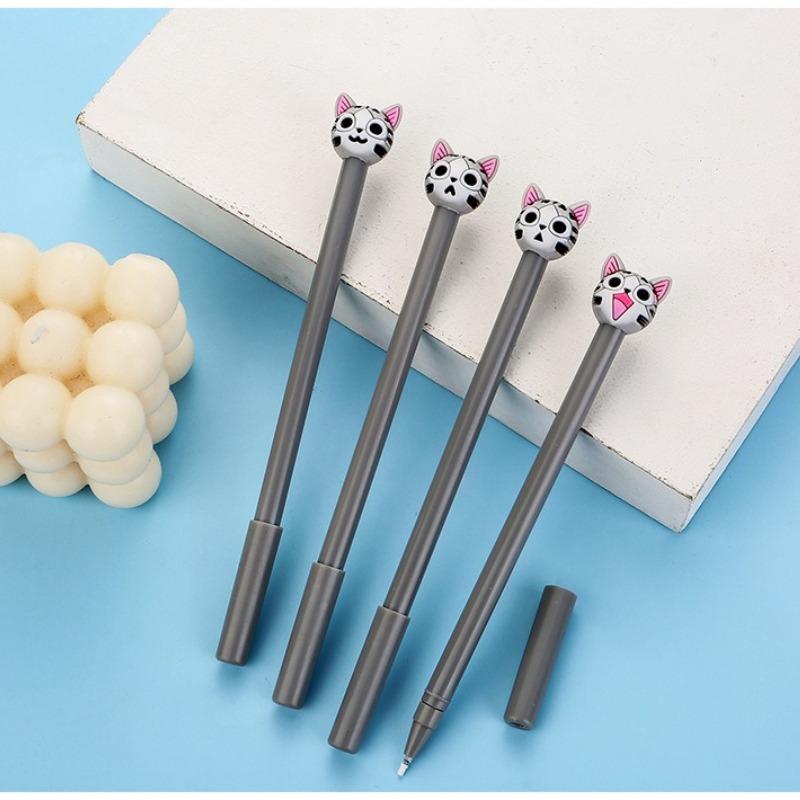 1 Pc Cartoon Kitten Head Pen Fluent Writing Suitable for Office Work, Brushing Questions, Signing Writing, Diaries, Notes, Student Classroom Prizes