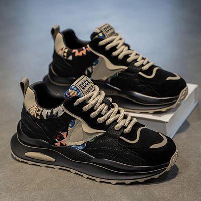 Spring 2025 Men's Trendy Breathable Sneakers - Versatile Thick-Soled Casual Running Dad Shoes
