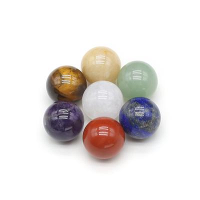 7Pcs/Pack Mini Natural Stone 7Chakra Nonporous Sphere Ornaments Decoration Healing Gemstone Home Decor Small Furnishings Women Jewelry Gift 1.6cm