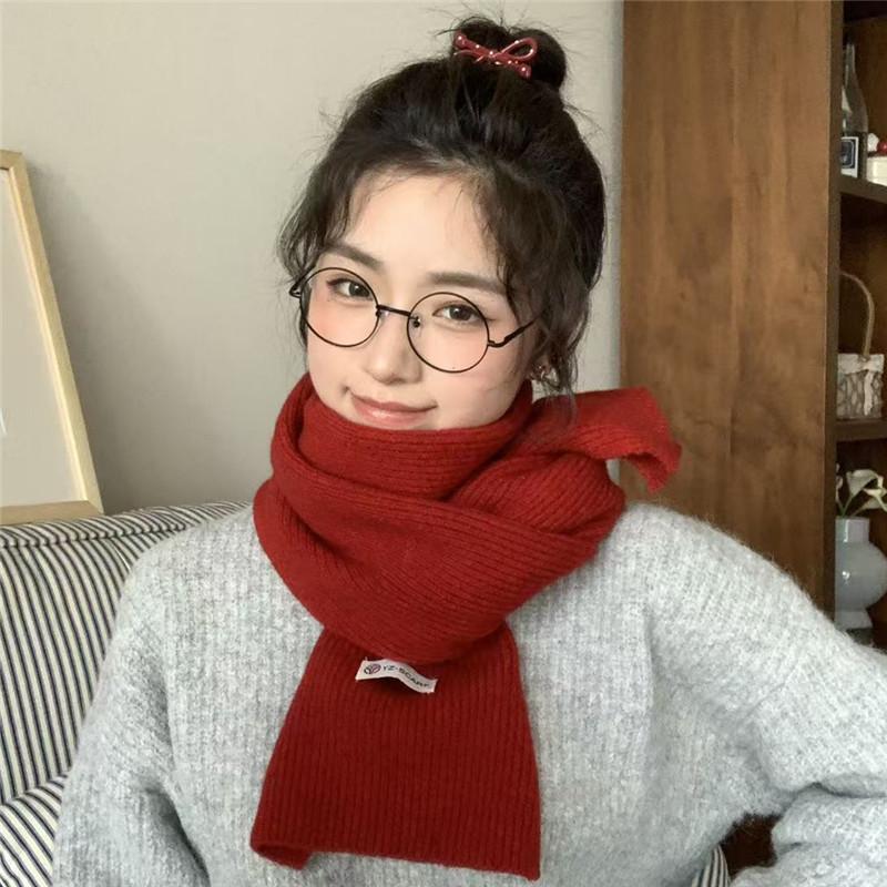 New Knitted Short Scarf for Women in Autumn and Winter Wool Soft and Skin Friendly Scarf for Students  Korean Version Male Couple Versatile