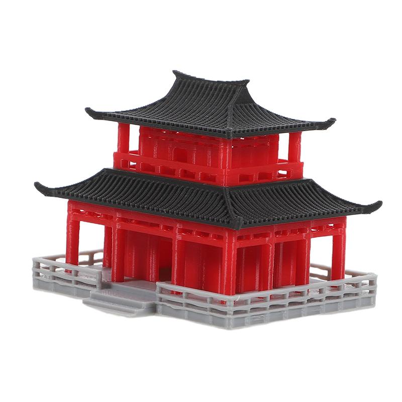 Socha čínské pagody Model starověké budovy Japonská pavilonová dekorace Miniaturní skalka Akvárium Bonsajová ozdoba