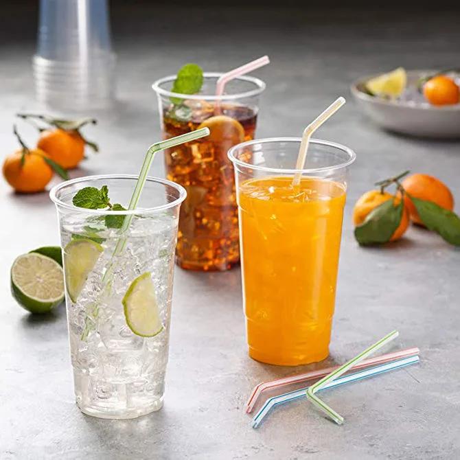 1000/100KS Vícebarevná ohebná brčka Plastové mléko Mléko Čaj Džus Pití Jednorázová brčka Svatební party Bar Kuchyňské potřeby