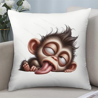 1 Stück Lustige Affen Quadratische Kissenbezüge Wohnzimmer Druck Gemütliche Stuhlbezüge Schlafzimmer Sofa Kissenbezüge Heimdeko