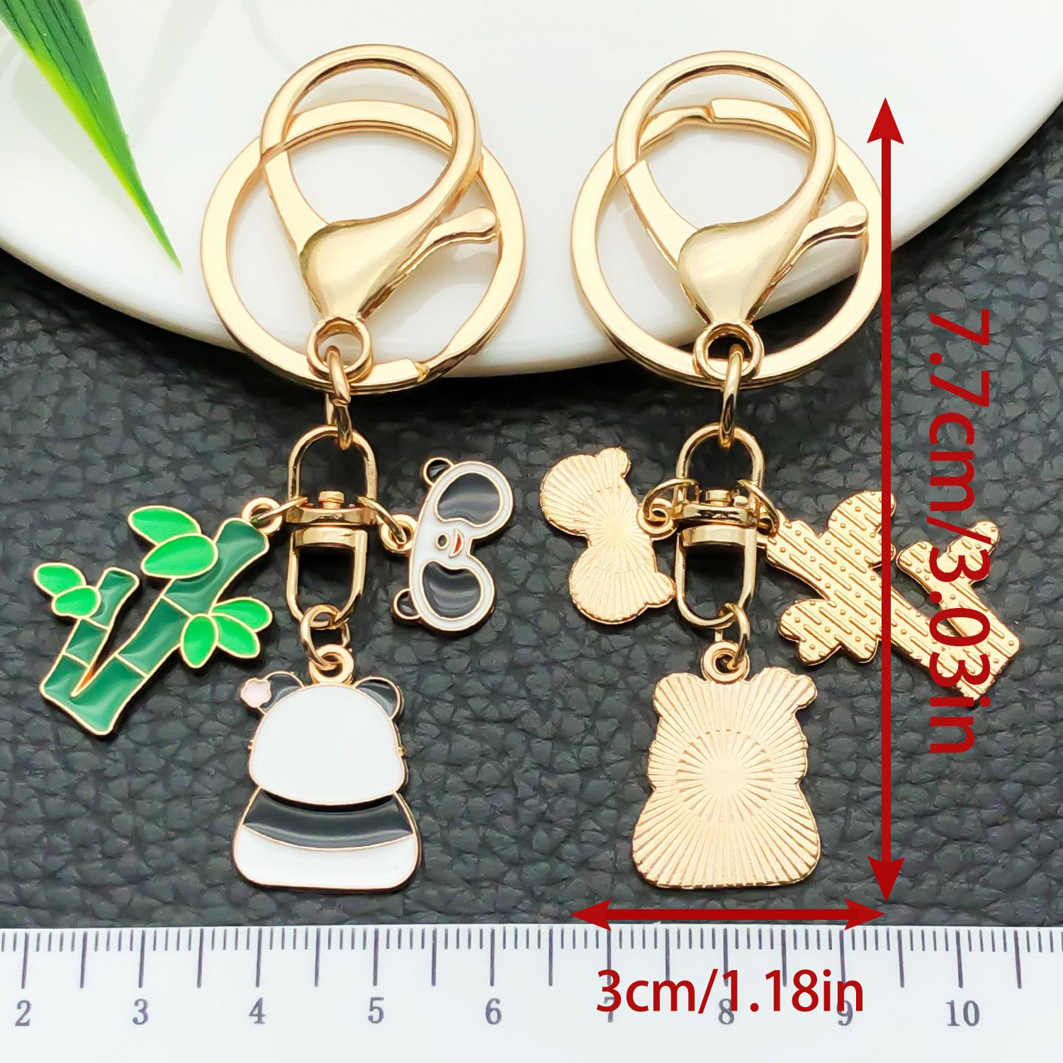 Creative Cartoon Panda Bamboo Keychain - Cute Backpack Charm & Decorative Pendant