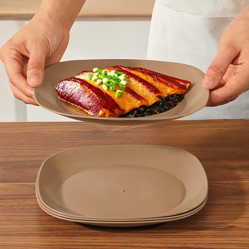 Large Round Disposable Dinner Plate - Thickened Rice Husk, Food-Grade, Ideal for Weddings & New Year Celebrations