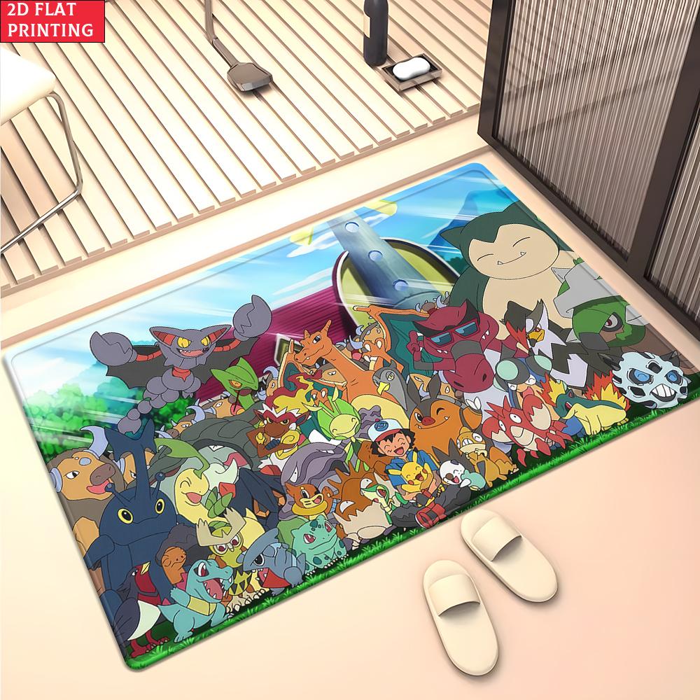 

Cute Summer Water Play Yellow Electric Mouse Area Rug Non Slip Soft Floor Mat For Entryway Bathroom Decor Washable Doormat 40x60cm(15x23 in)