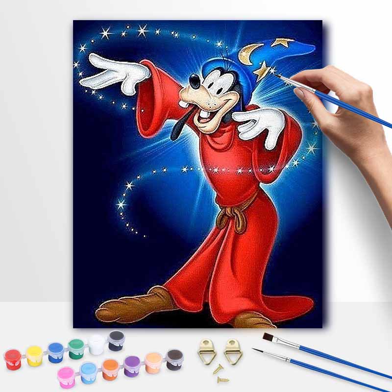 Disney Digital Oil Painting Art Kit Wizard Goofy Hand Filled Home Decor 20x30cm