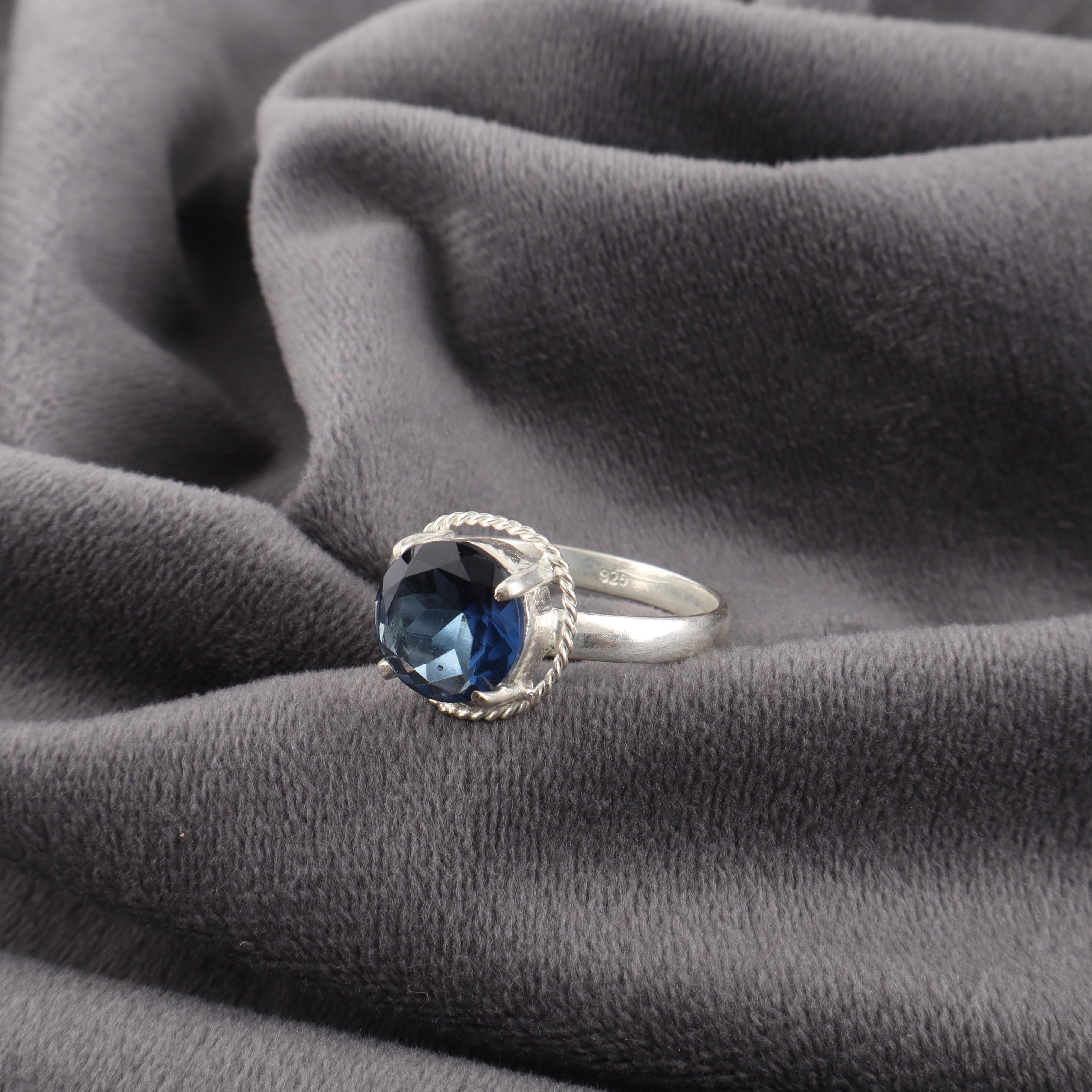 

Кольцо с драгоценным камнем швейцарский голубой топаз, украшения ручной работы, кольцо из стерлингового серебра 925 пробы. Привлекательное кольцо из серебра с топазом для женщин 12 синий