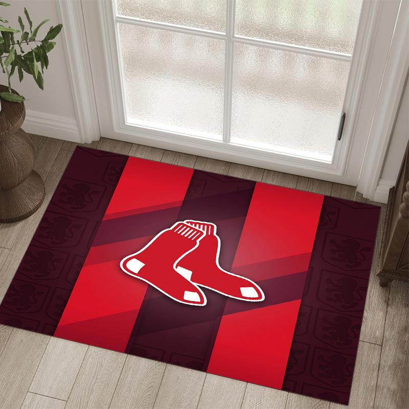 Boston Red Sox Design Kristall Samt Teppich Gemütlich Kein?Rutschfester Teppich mit Aufdruck für Schlafzimmer Wohnzimmer Eingang