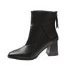 Women S Vintage Chunky Heel Square Toe Martin Boots Slim Fit Boots