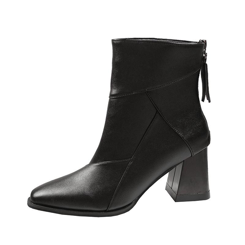 Women S Vintage Chunky Heel Square Toe Martin Boots Slim Fit Boots