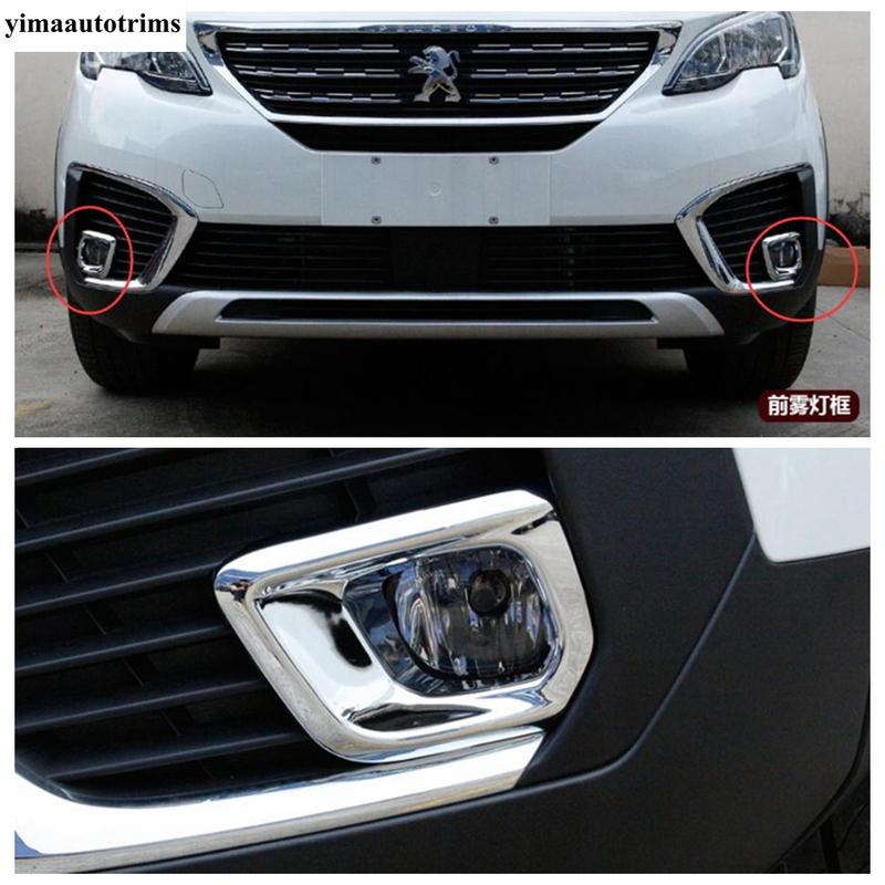 For Peugeot 5008 2017 - Car Front Fog Lights Lamps Frame Decoration Cover Trim ABS Chrome Accessories Exterior Refit Kit