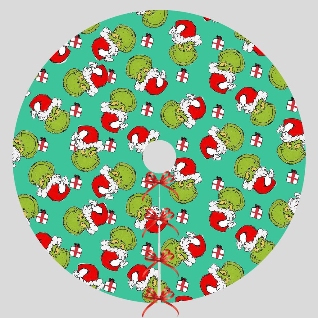 Christmas Tree Skirt Festive Atmosphere Decoration Digital Print Pattern Imitation Linen Fabric Tree Skirt