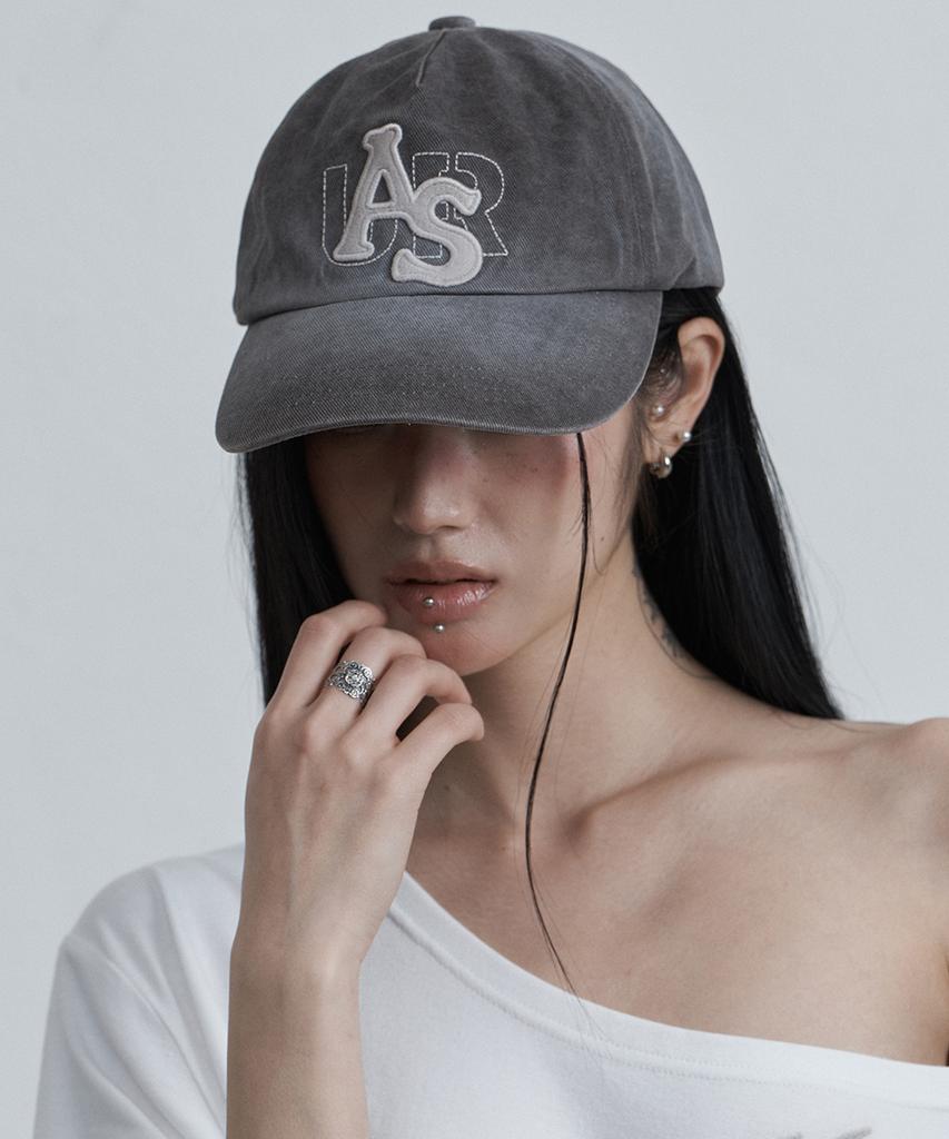 Aejeuyua Washed Logo Ball Cap Ash Grey