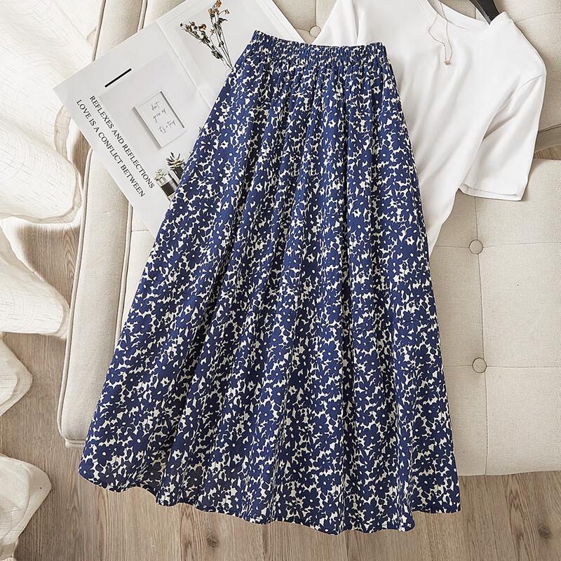 Retro Floral High-Waisted Mid-Length Skirt