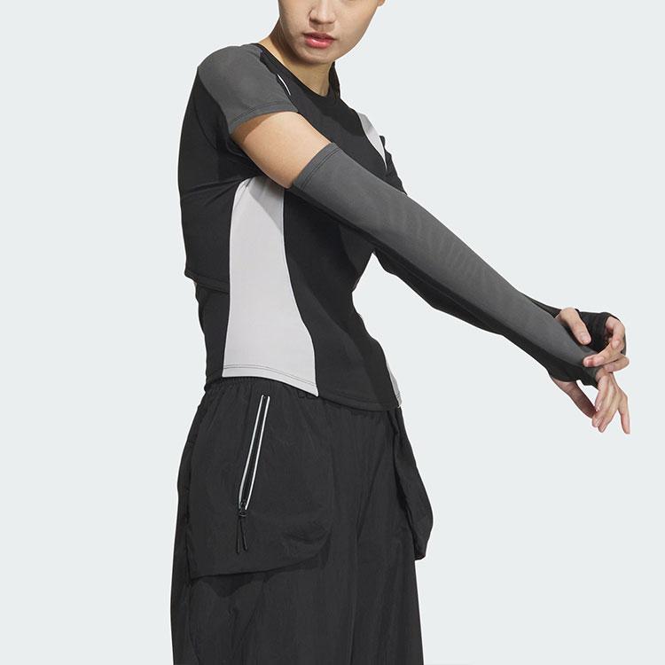 Adidas 2-In-1 Color Block Casual Round Neck Sports T-Shirt Women Tops Black JI7529