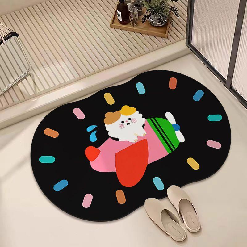 Cartoon cute bathroom diatom mud water absorption non-slip quick drying bedroom bathroom home interior entrance floor mat carpet