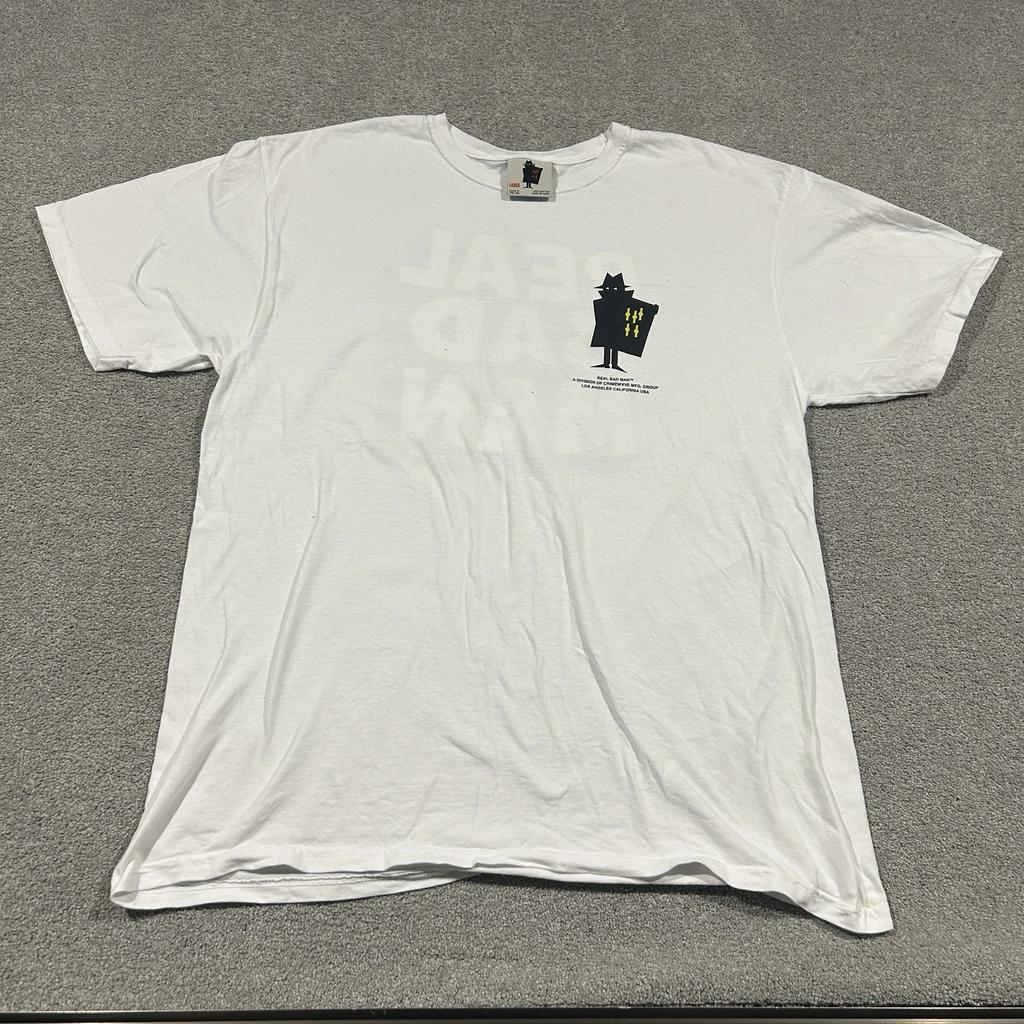 Real Bad Man T Shirt Mens Large Made In USA White Graphic Tee Short Sleeve RBM