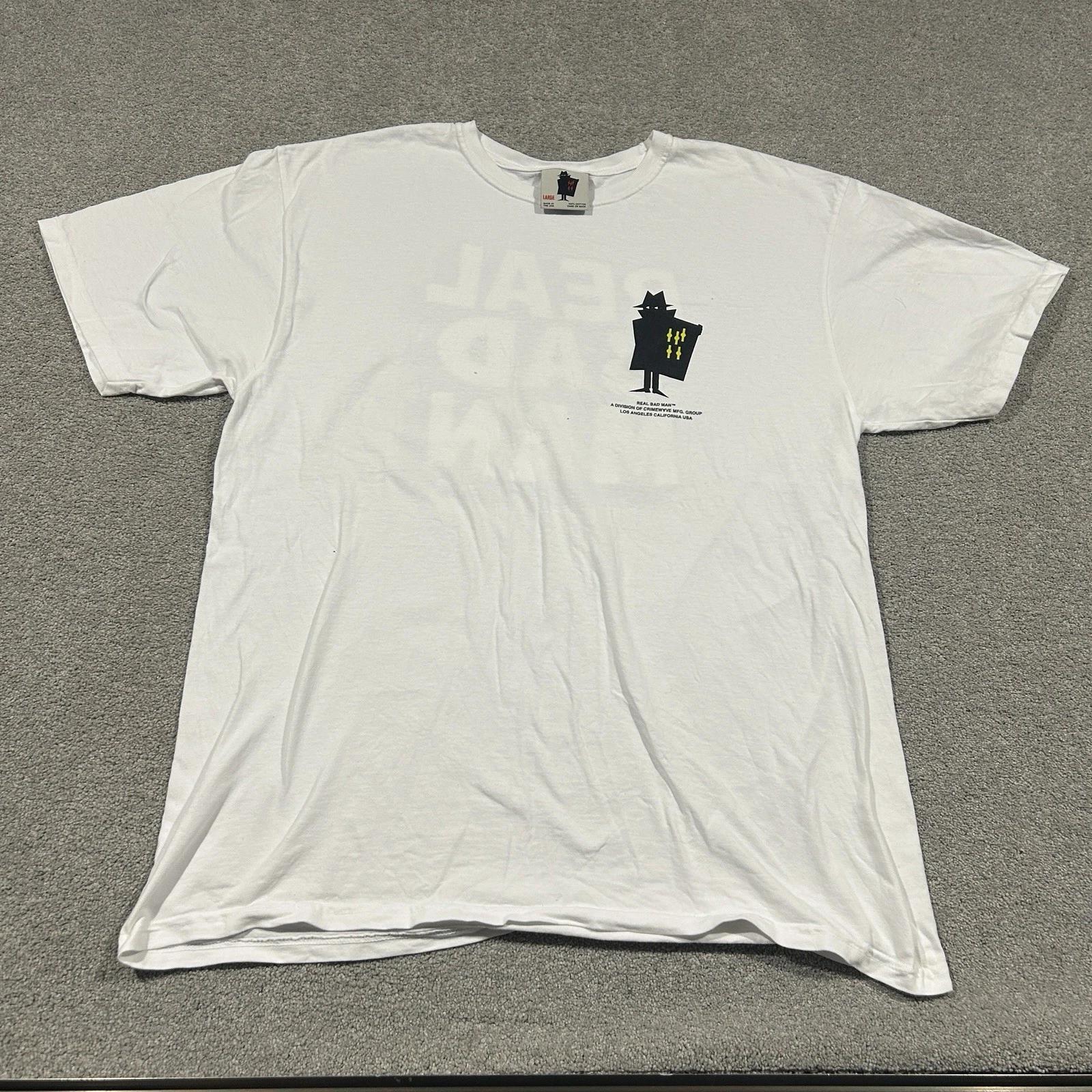 

Real Bad Man T Shirt Mens Large Made In USA White Graphic Tee Short Sleeve RBM S