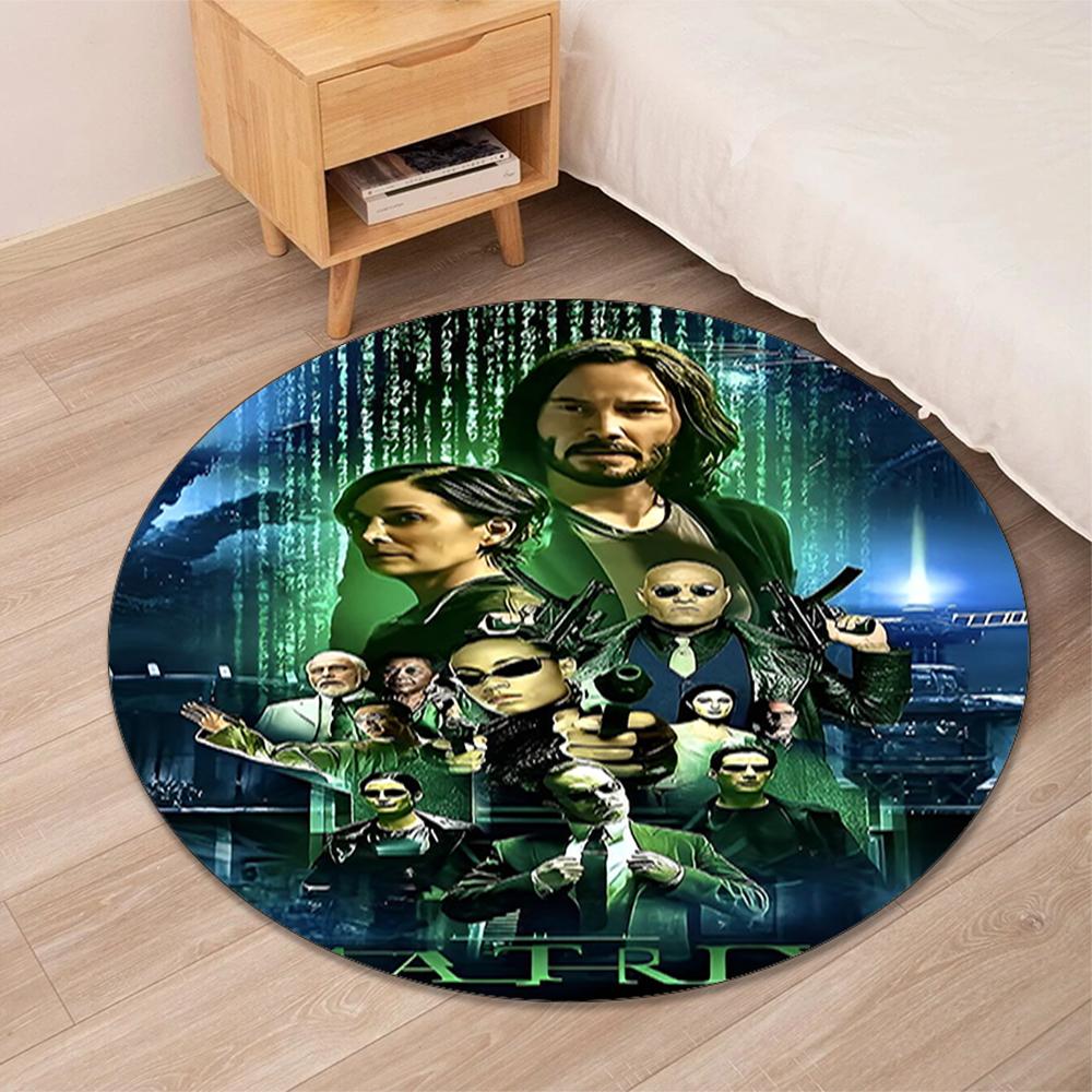 Matrix Printed Round Rug Carpet Chair Rug Area Rug Entryway Doormats,for Office Chair Living Room Bedroom Kitchen Room.