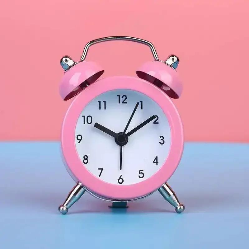 Retro Loud Alarm Clock Double Bell Mechanical Key Wound Silent Pointer Alarm Clock Night Light Clocks Home Decor  wall clock