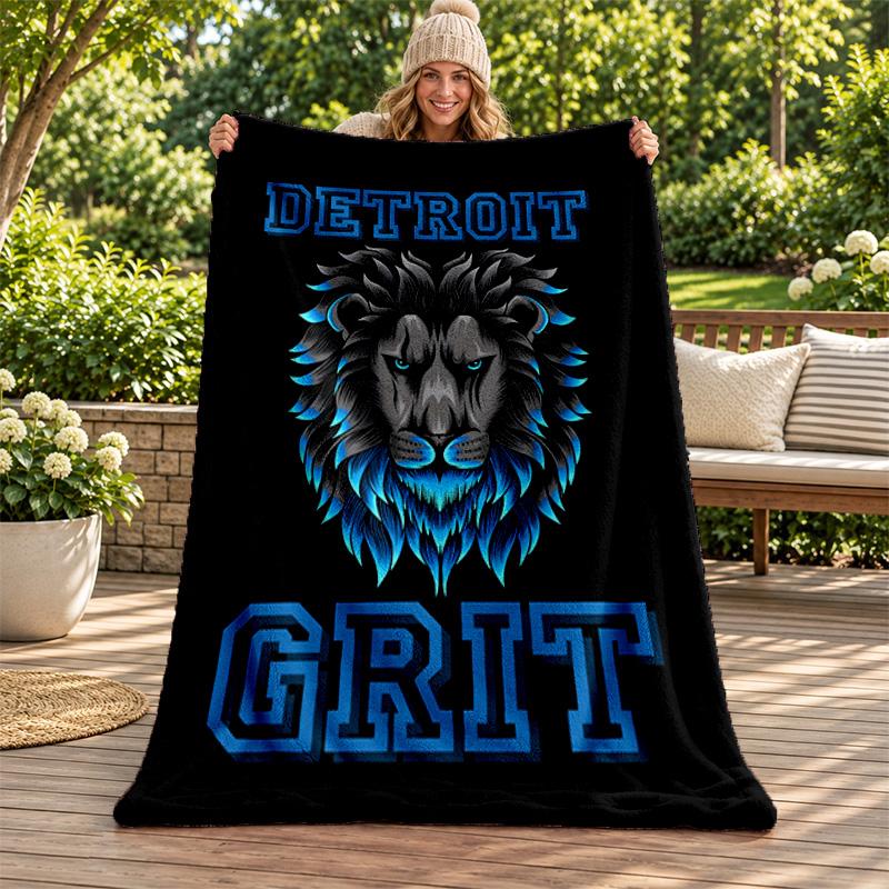 Detroit Lions Blanket Flannel Blanket Soft Cozy Plush Throw for Sofa Bed Lightweight Home Decoration Gifts for Christmas Various Holidays