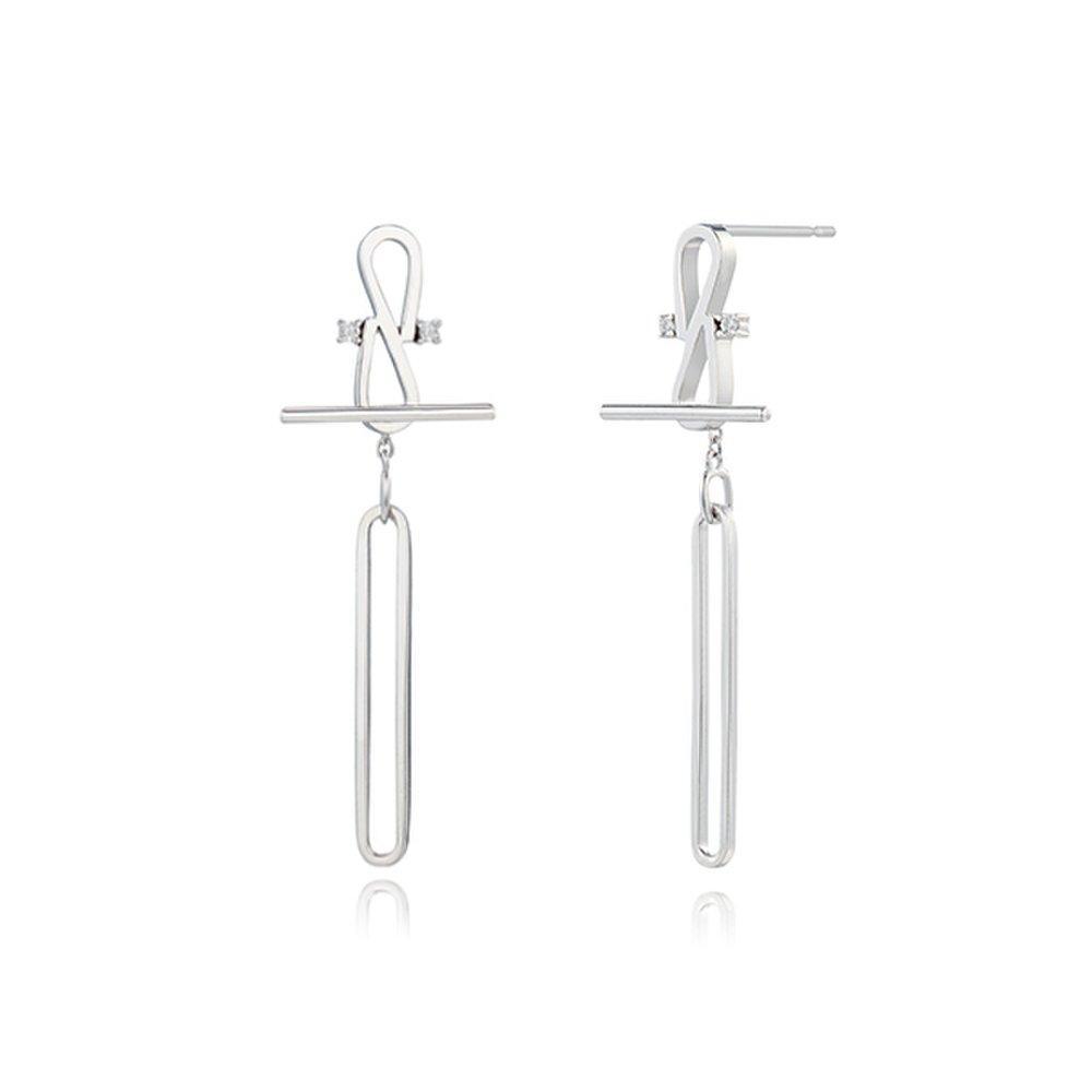 [Stonehenge] S Link Silver Earrings N0083