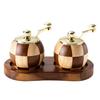 Handcrafted Wood Salt and Pepper Grinder Set of 2 with Tray - Adjustable Coarseness