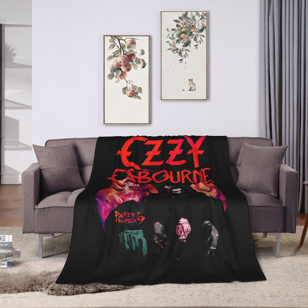 Picknick Black Sabbath Cartoon ozzy osbourne Decken Flugzeug Reise Flanell Bettwäsche Überwürfe Für Heimdekoration Warm Weich Tagesdecke