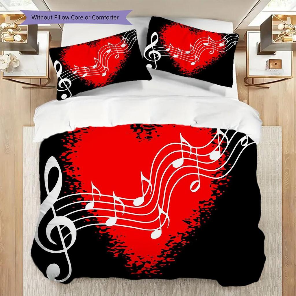 1PC Music, guitar Theme Bedding Quilt Set Quilt Cover Pillowcase Home Decoration Birthday Gift (1 * duvet cover + 2 * pillowcase, without core)