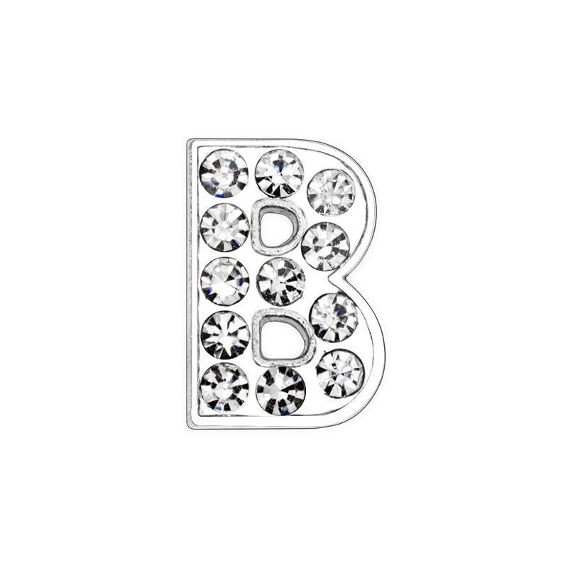 High Quality Bling Rhinestone Slide Letter Charms Stainless Steel with 10mm Hole for Pet Collars for Dogs A-Z 26 Letters