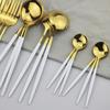 30pcs Gold Dinnerware Set Stainless Steel Tableware Set Knife Cake Fork Spoons Cutlery Set Plastic Storage Tray Kitchen Flatware