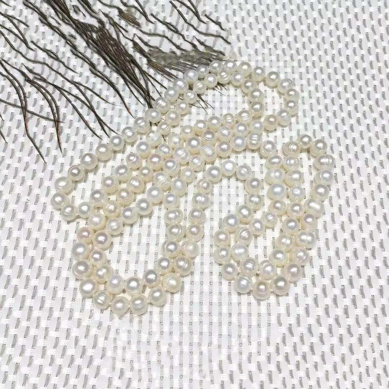 

160cm Long Pearl Necklace 9-10mm Natural Freshwater Pearl Sweater Chain For WomenJewelry Gift 2025 8-9mm&60cm білий