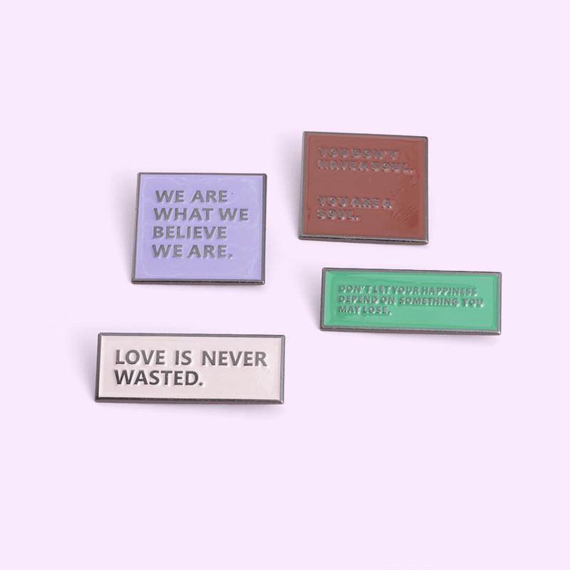 Stylish Alloy Letter Brooch Set Contemporary Geometric Enamel Pins For Wear Everyday