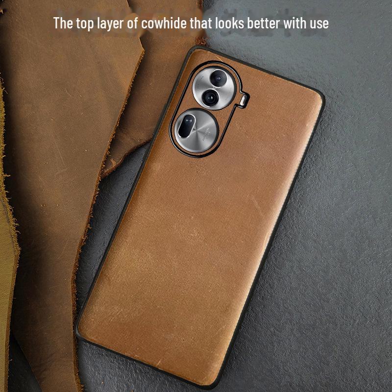 OPPO Reno11 Crazy Horse Genuine Leather Case - Full Coverage