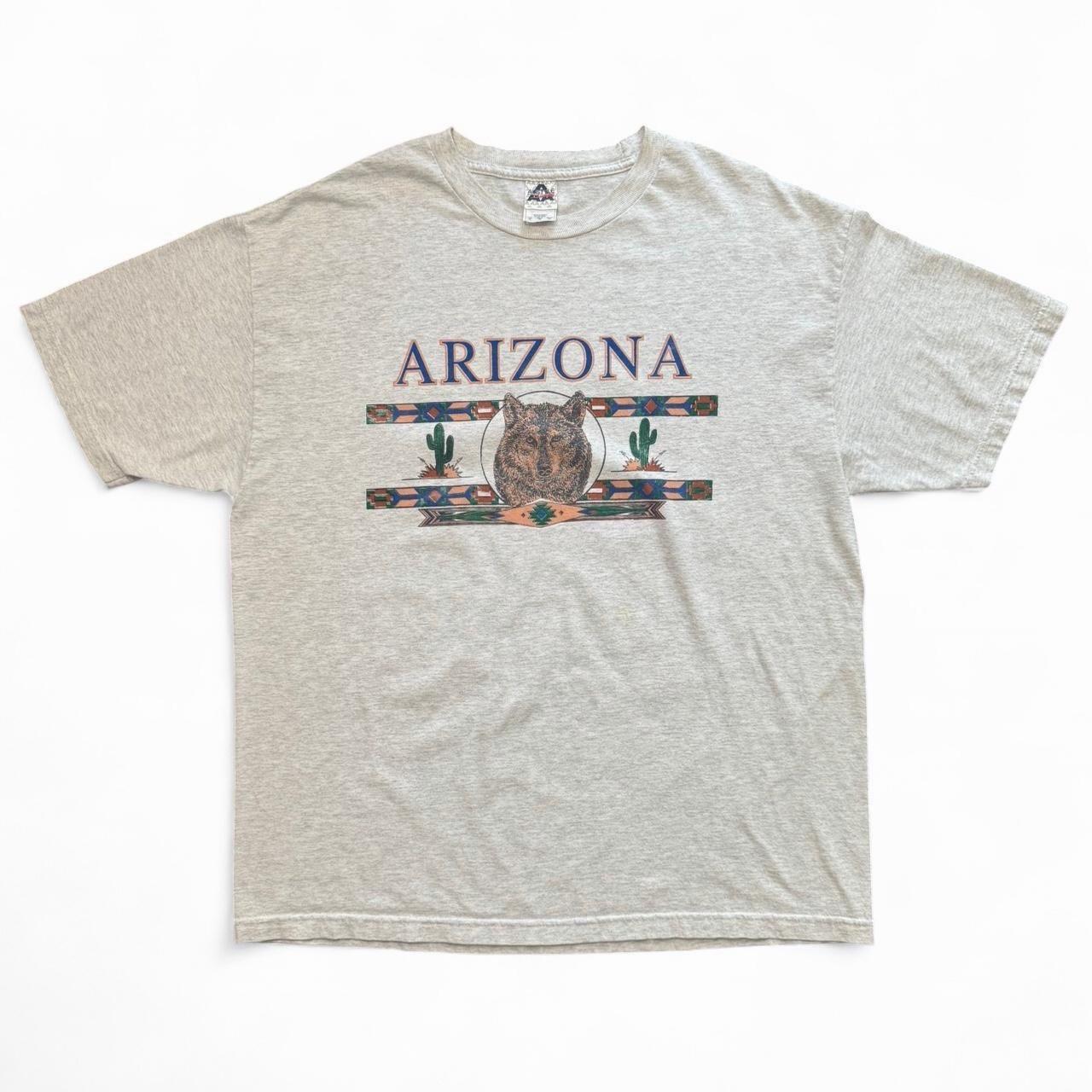 Vintage 90s Arizona State Souvenir Wolf Cactus Desert Graphic T-shirt XL XXXXL